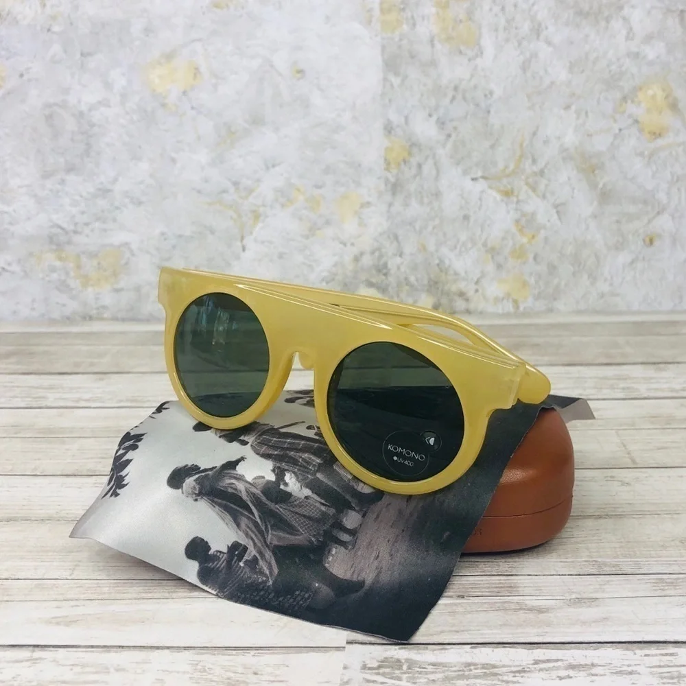 KOMONO Hippolyte Milky Bone Sunglasses NEW shield yellow gold